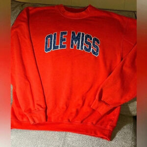 💥💥SALE💥💥OLE MISS Section 101 Majestic Red Sweatshirt L-XL Camo Cap Russell